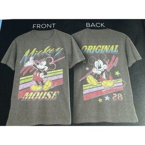 Mickey Mouse Kids Small 6/7 T-Shirt Disney Character Gray Tee Retro New